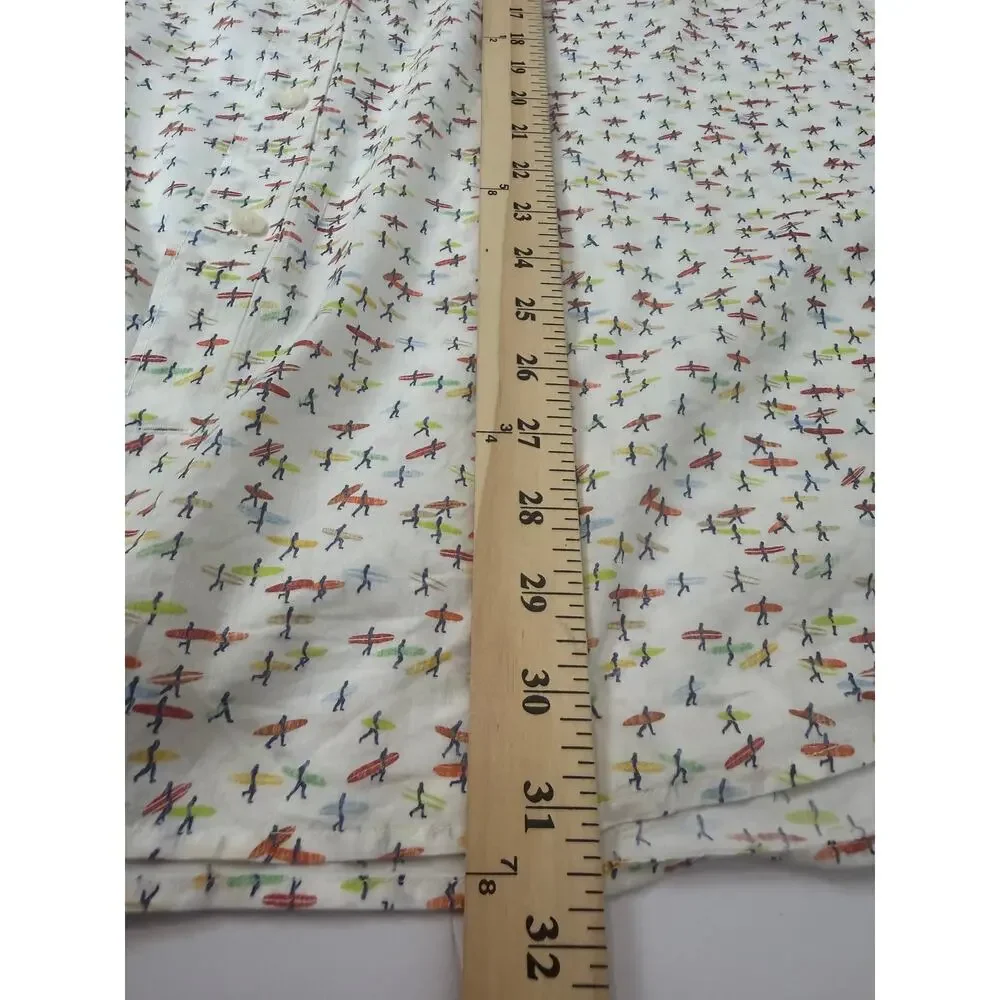 Johnnie-O Hangin Out 2XL Surfer Print Short Sleeve Button Up White